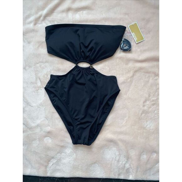 Michael Kors Elegant Black Cutout One-Piece Swimsuit Chic size 12 - Picture 1 of 12